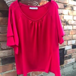 Susan Graver Cold Shoulder Blouse XL